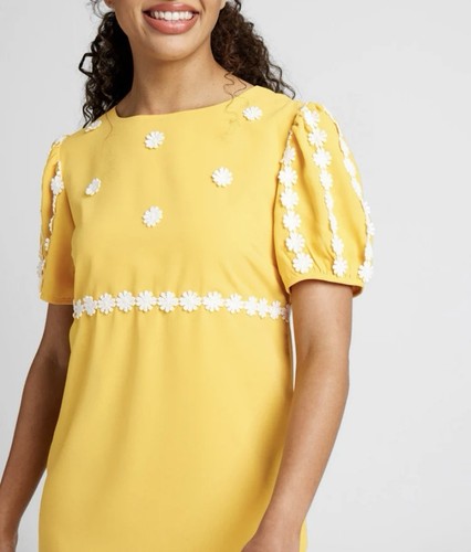 ModCloth 70s Retro Yellow Daisy Floral Mini Shift Dress Boho Festival Summer NWT - Picture 2 of 3