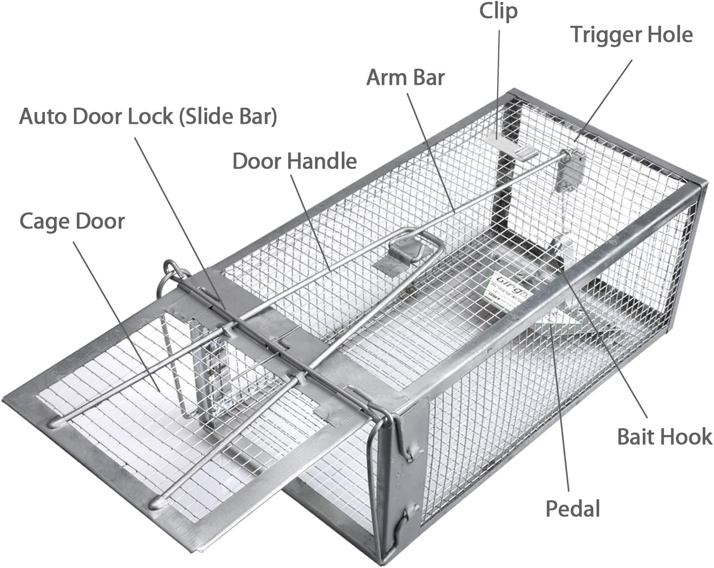 Gingbau Rat Trap Humane Live Mouse Chipmunk Cage – Medium, Silver 