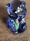 Mini Amethyst Fenton Bear, Hand Painted, signed K. Easton