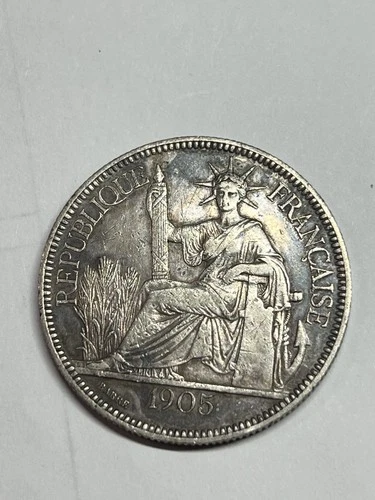 Photo of a 1905 French Indochina Piastre from an eBay listing that sold on Jul 9, 2026