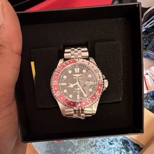 Invicta Pro Diver Men's Quartz 200m Watch Red/Silver Bezel Black Dial Box