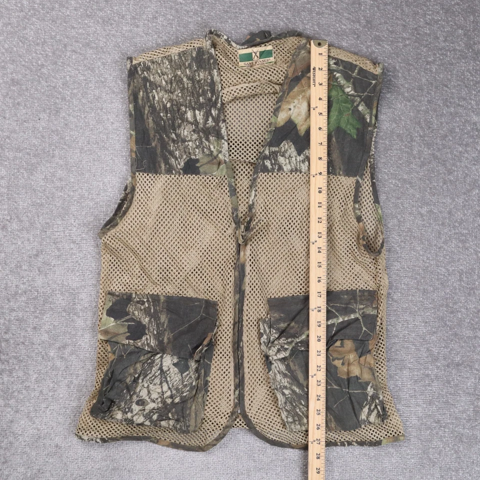 Chaleco Vintage Game Winner Caza Camuflaje Malla Mediano Sin Mangas Cremallera Completa Foto 3 de 4