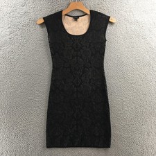 Ann Taylor Mini Dress Women XS Black Floral Sleeveless Casual Pullover Crew Neck