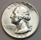 1952 S Washington Quarter, 90% Silver US 25 Cent Coin Perfect 4 Albums, Q-S52AC