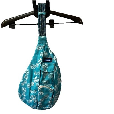 KAVU Original Rope Sling Pack Adjustable Rope Shoulder Strap Turquoise Pineapple