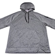 Nike Therma Fit Hoodie Large Gray Performance Fleece Pullover Zip Sleeve Pocket