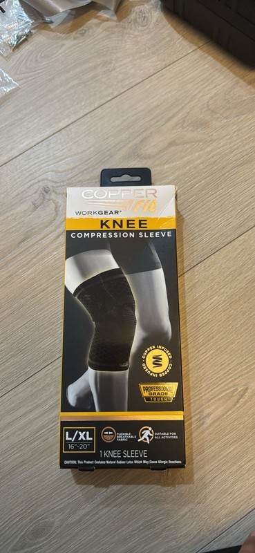 Copper Fit Work Gear Knee Compression Sleeve L/XL Black Copper Infused