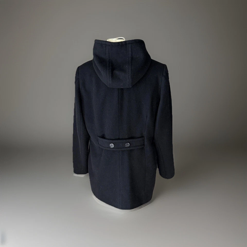 Chaquetón Moda Intl 100% Lana Con Capucha Negro Doble Pecho. Mujer Talla 14 Usado en Excelente Condición Foto 4 de 4