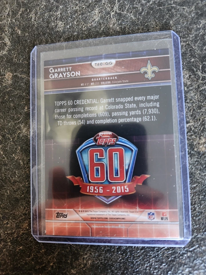 2015 Topps 60 Credential Retro Garrett Grayson Card# T60-GG - Image 2 of 2