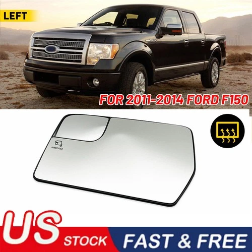 Mirror Glass fits 2011-2014 Ford F150 Pickup Driver Side Spotter Glass w/ Base