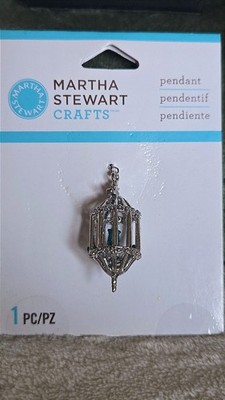 Martha Stewart Crafts Jewelry Making Pendant Bird Cage Bird Teal Silver Tone