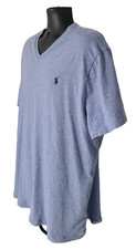 POLO RALPH LAUREN Mens T-Shirt SIZE XXL Light Blue Short Sleeve V Neck Cotton