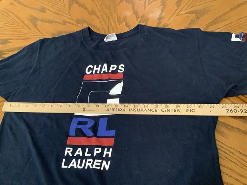 Vintage Chaps T-Shirt Ralph Lauren Spelled Out Navy Graphic, Size Med. WPL 125 - Picture 4 of 7
