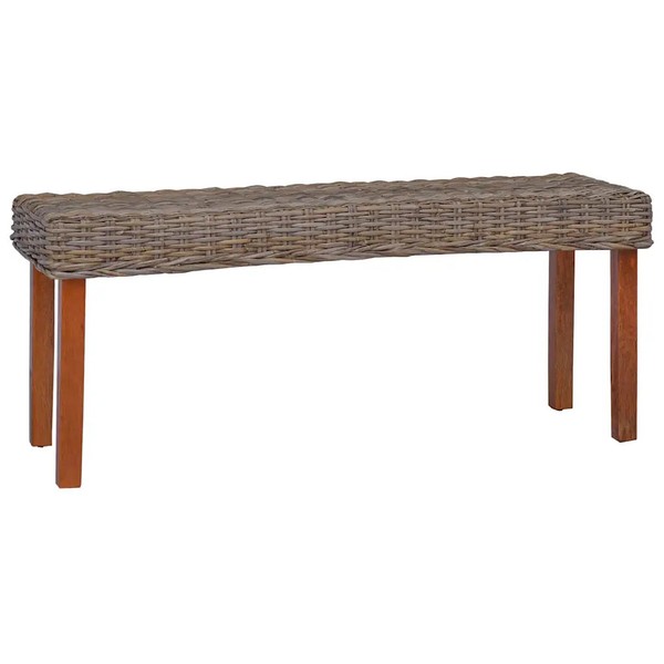 Sitzbank 110 Cm Natur Kubu-Rattan Massivholz Mahagoni-image