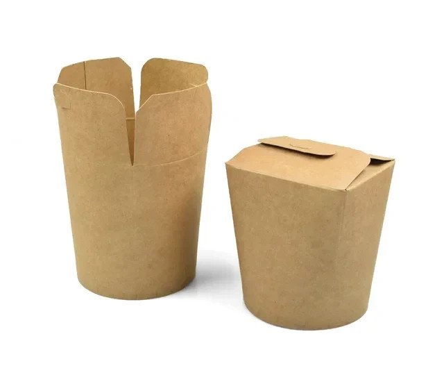 500 Nudelbox Asiabox Snackbox Foodbox aus Papier braun 470 ml/16 oz Einweg To Go