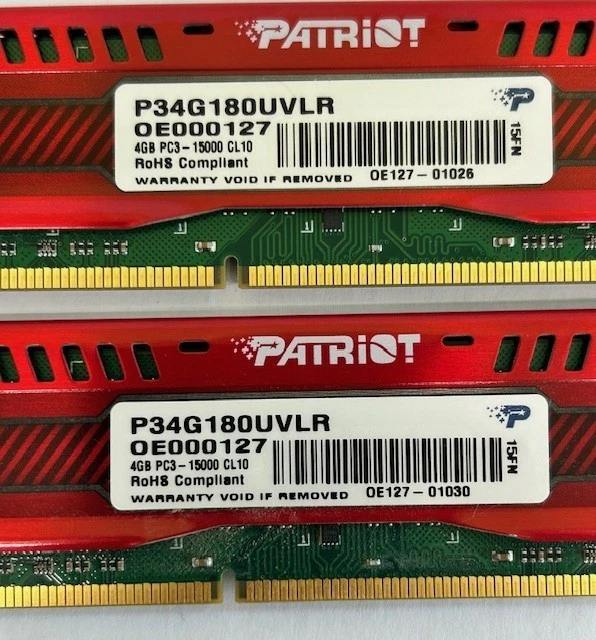 8GB (2x4GB) Patriot Viper P34G180UVLR PC3-15000 1866MHz Computer Memory Modules - Image 3 of 4