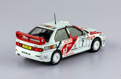 ミニカー MITSUBISHI Lancer Evolution VI WRC 1/43 Mitsubishi Lancer Evo III 1996 Makinen Rare WRC Rally Diecast Car