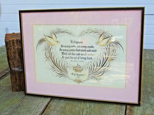 Calligraphy-Hand-Lettered-Art-Greeting-Framed-Religion-Kind-Wilcox-CREED-Saying