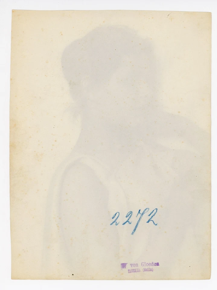 Original Von Gloeden Photo of Female Profile Albumen Taormina Sicily Italy - Image 2 of 2