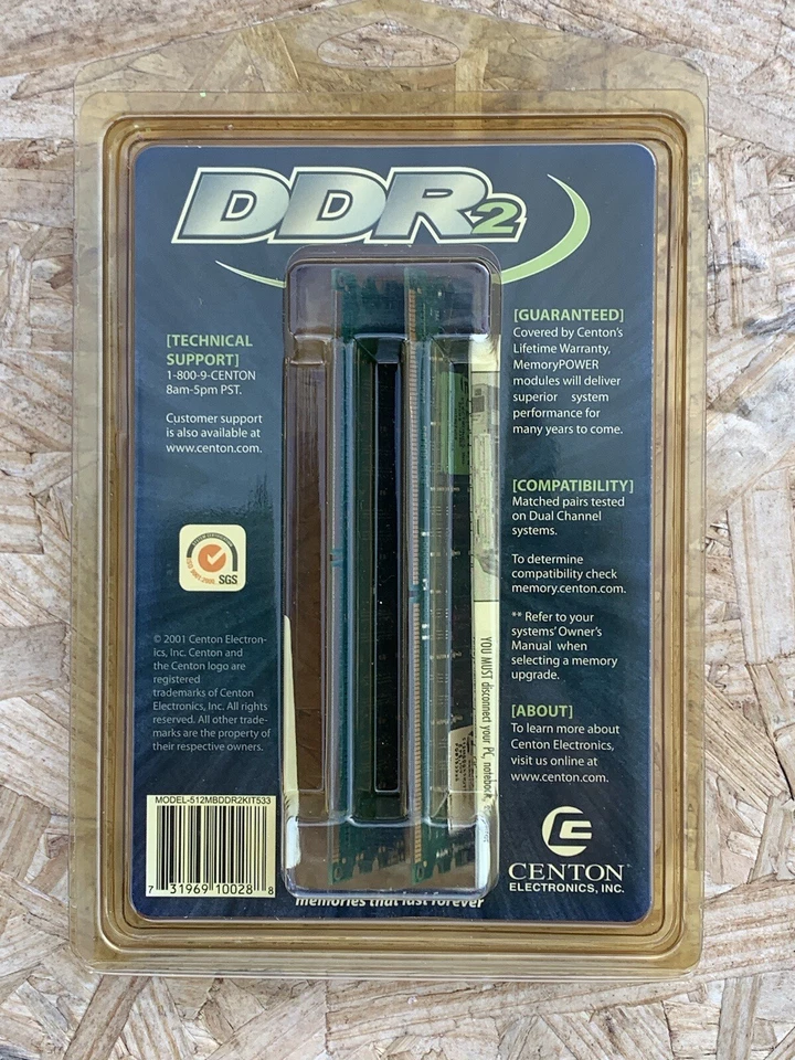 Centon DDR2 512MB Gemini Dual Channel Kit PC2-4200 DDR2 533 - Image 2 of 4