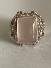 Gorgeous Genuine Rose Quartz  Rhodolite Gemstone 925 Silver Ring Size 7