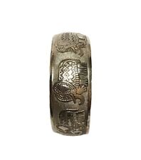 Elephant Wide Silver Tone Cuff Bracelet 7" Boho Bollywood Good Luck Fashion GUC