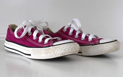 CONVERSE Kids Girls Magenta Chucks Sneakers Shoes, Size Youth 13