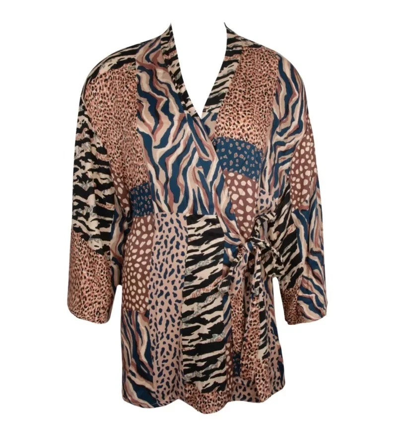 Blouse marron à pois Gleam plastron plissé 38 40 comme neuve (Neu