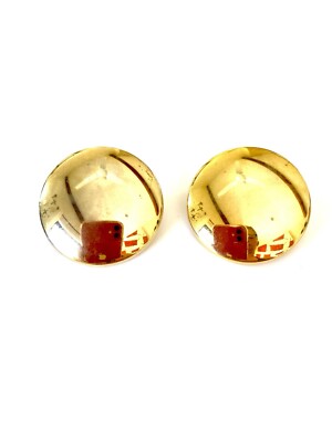 Vintage Estate Find Gold Tone Pierced Large Round Disk Post Earrings 80 s Era