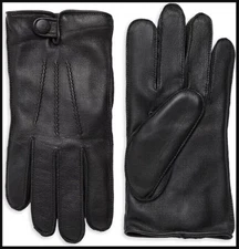 UGG Mestisse Leather & Faux Fur Tech Mens Gloves Brown/Black