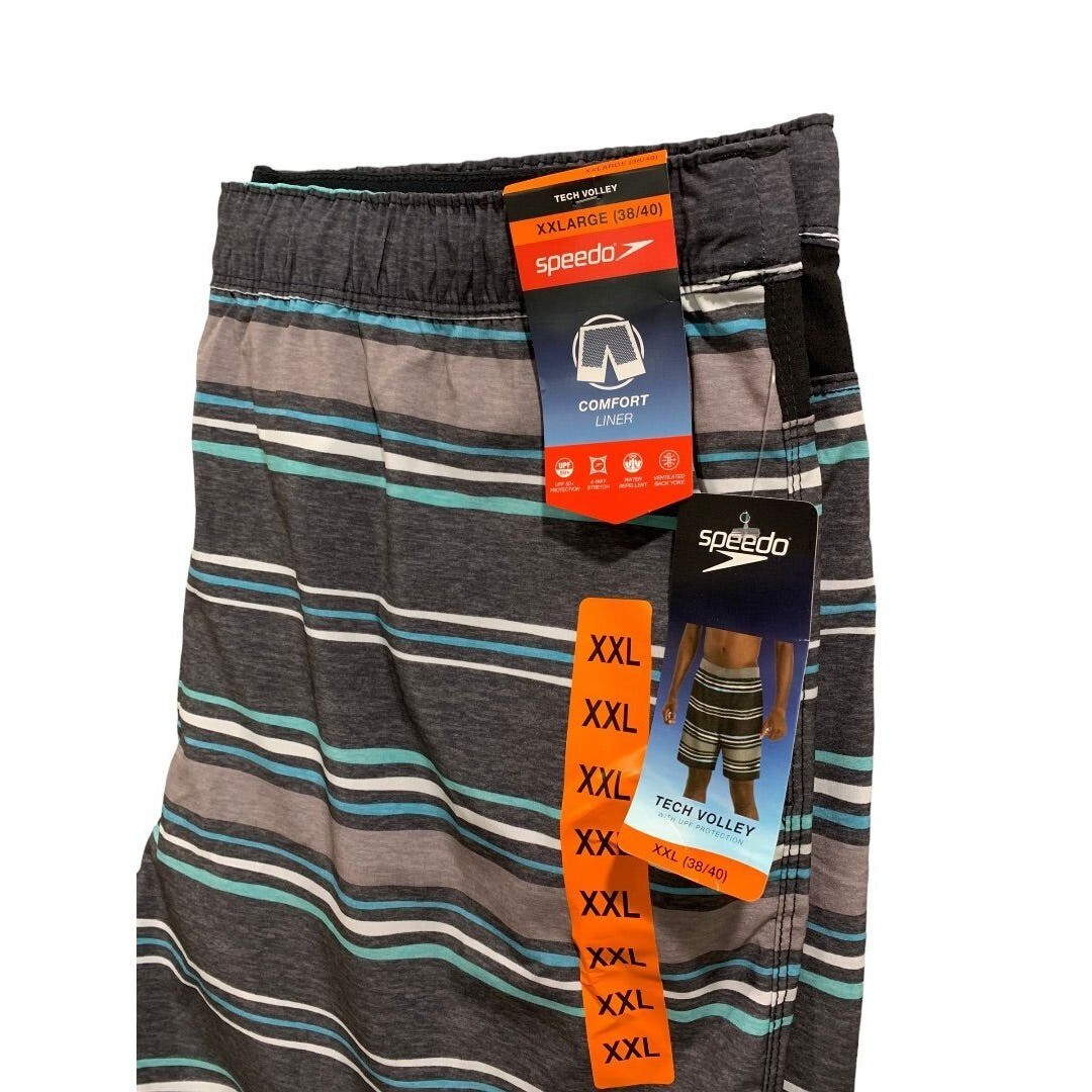【Speedo for RHC】Wool Shorts カーキ XL XXL (38/40) Speedo Men's New Gray Striped Swim Trunks Tech Volley