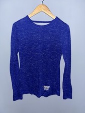 Victoria Sport Womens Long Sleeve Open Back Strappy Active Top Blue Space Dye XS