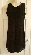 DUNES LADIES SIZE 10 BLACK LACE EFFECT SLEEVELESS DRESS