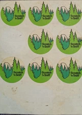 8 Pine Trees Scratch and Sniff Vintage 3M Matte Sticker3 - 80's Evergreen Tree