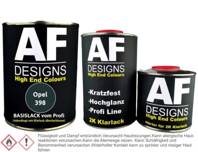 Autolack für Opel 398 Digital Green Metallic 1,25L Klarlack Set