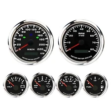 W PRO 6 Gauge Set 85mm GPS Speedometer 220 KMH Turn Signal High Beam Waterproof