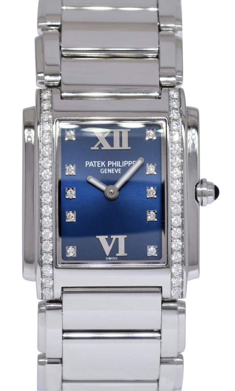 Patek Philippe — Patek Philippe Twenty~4 Steel & Diamond Blue Dial Ladies Watch 24 4910/10A