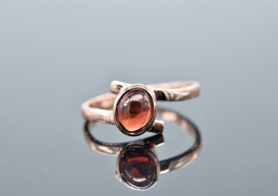 Hessonit Granat Ring 925 Sterlingsilber Handarbeit Oval Bezel Gemini Zodiak