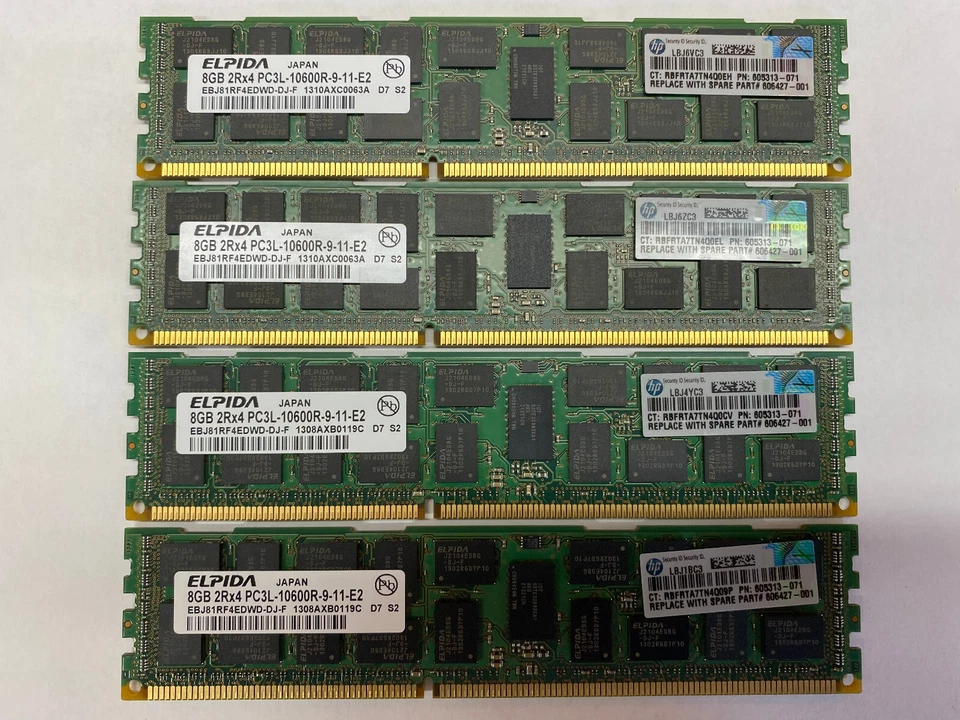 32GB (4x8GB) DDR3 ECC RAM 1333MHz PC3L-10600R für zBsp HP Z620 / Z820 und Server - Bild 4 von 4