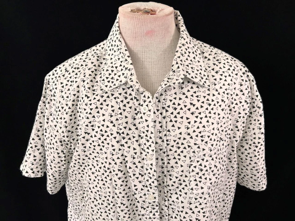 88 Platinum mens shirt size XL short sleeve button up cotton black white - Image 2 of 4