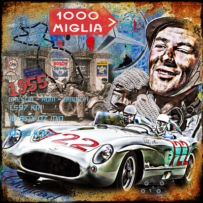 Fine Art Giclée Druck ''Mille Miglia 1955'', limitiert, mit Zertfikat