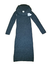 NWT H&M Off-The-Shoulder Rib Knit Sweater Midi Dress Gray Size Small