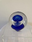 Art Glass Paperweight Vas Vitreum Sweden Blue And Clear Swirl Heavy — photo 3