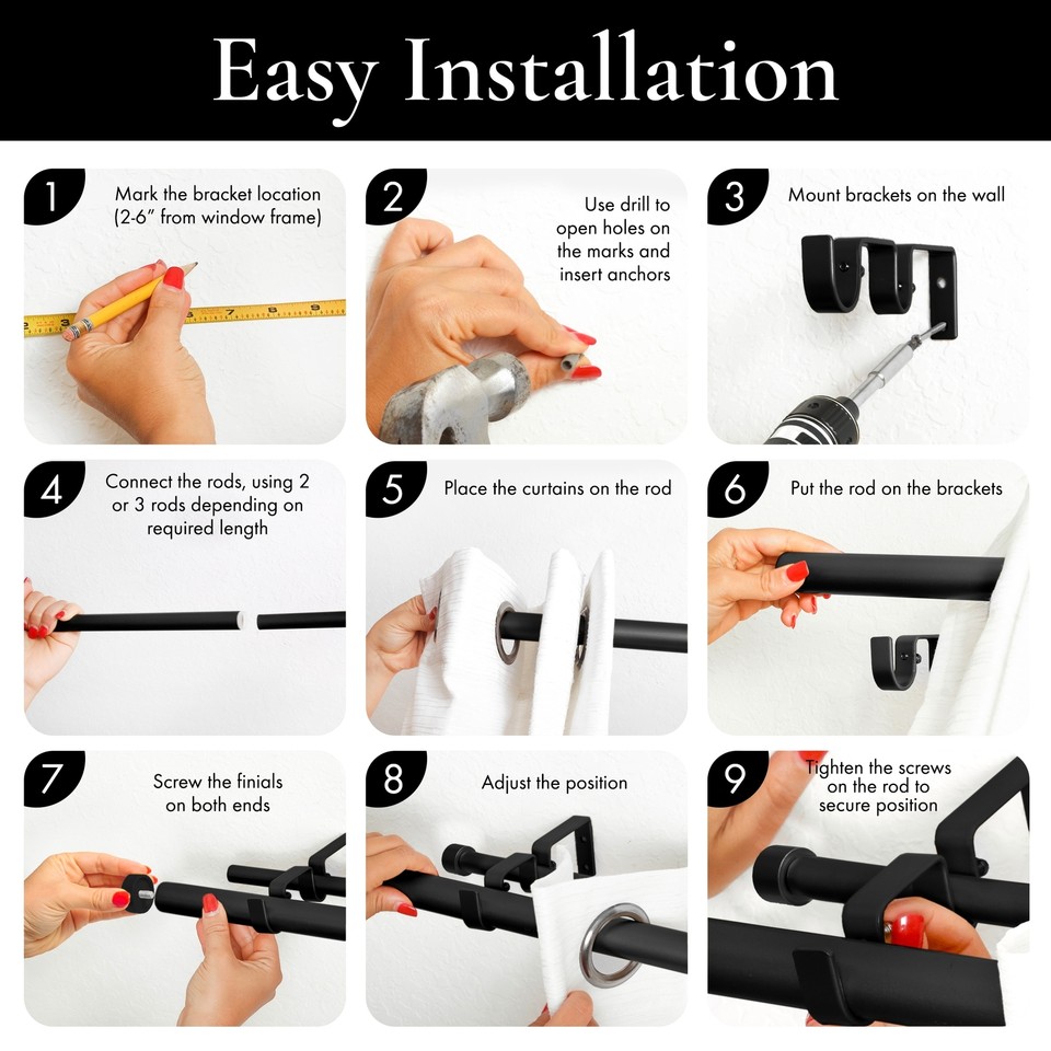 Meriville 1" Diameter Double Window Curtain Rod, End Cap eBay