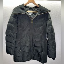 Cole Haan Signature Down feather Parka Puffer Coat Womens L Black Winter Warm