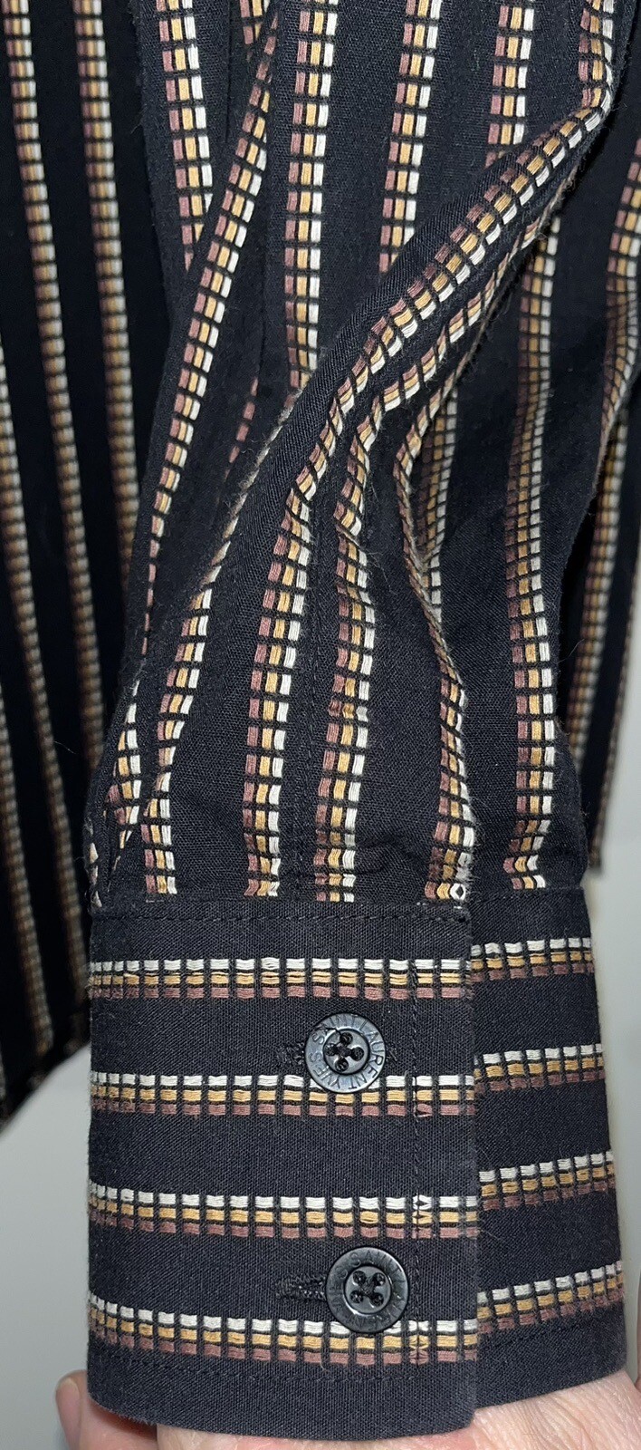 Yves Saint Laurent YSL Camicia a Righe Nero Uomo XL