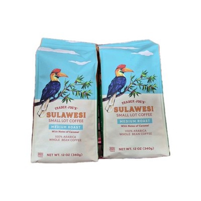 Trader Joe's Sulawesi Small Lot Coffee Whole Bean Medium Roast  ( Lot Of 2)