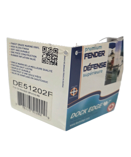 Dock Edge Premium Ribbed Fender 8" x 20" Center Hole (BLUE) DE51202F - Picture 3 of 4