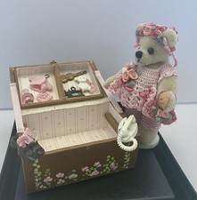 Rare Vintage Miniature Teddy Bear With Hope Chest By Tina Richardson Bear Is 3  