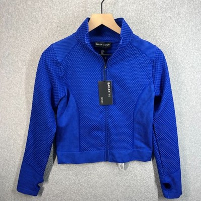 Bailey 44 Sport Jacket Womens M Blue Textured Full Zip Thumbholes Athletic NWT